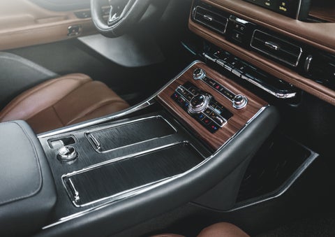 The front center console of a 2024 Lincoln Aviator® SUV is shown | Randy Marion Lincoln in Statesville NC