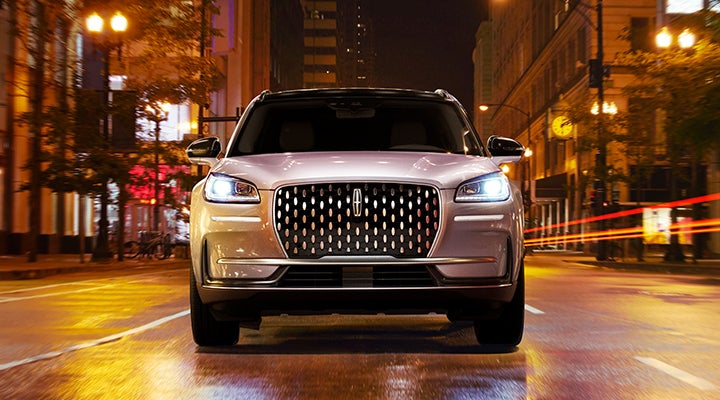 The striking grille of a 2024 Lincoln Corsair® SUV is shown. | Randy Marion Lincoln in Statesville NC