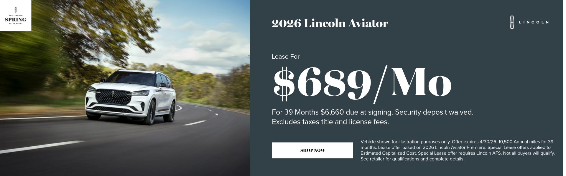 2026 Lincoln Aviator April Specials