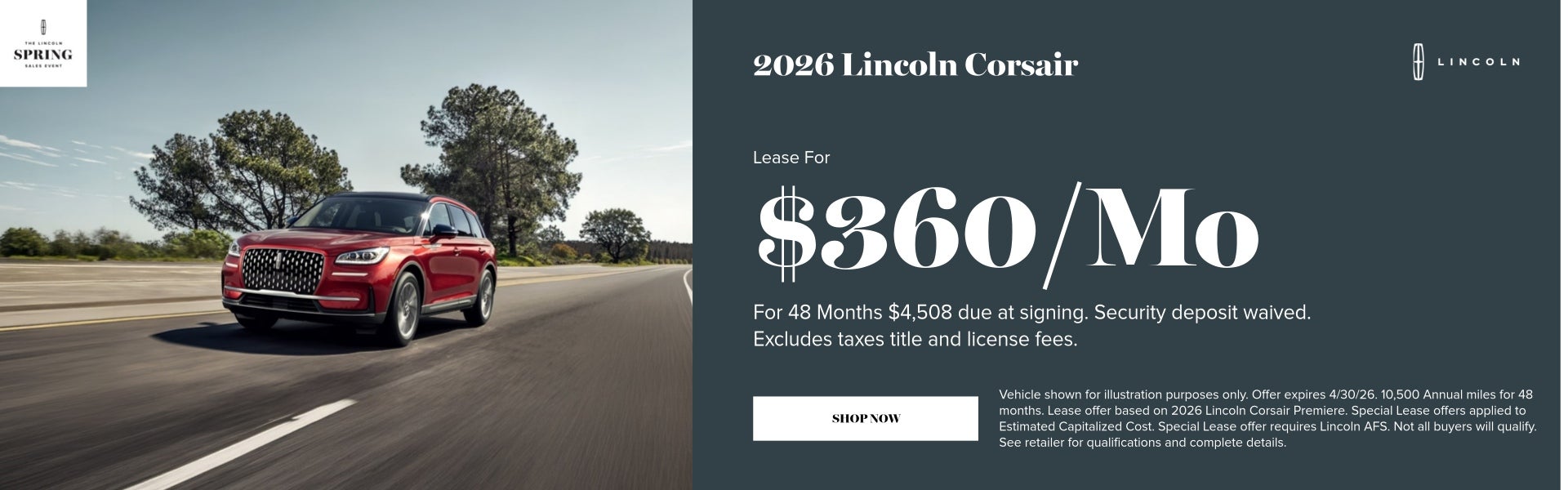 2026 Lincoln Corsair April Specials