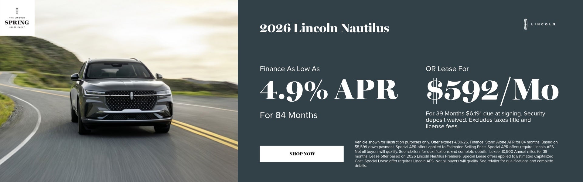 2026 Lincoln Nautilus April Specials