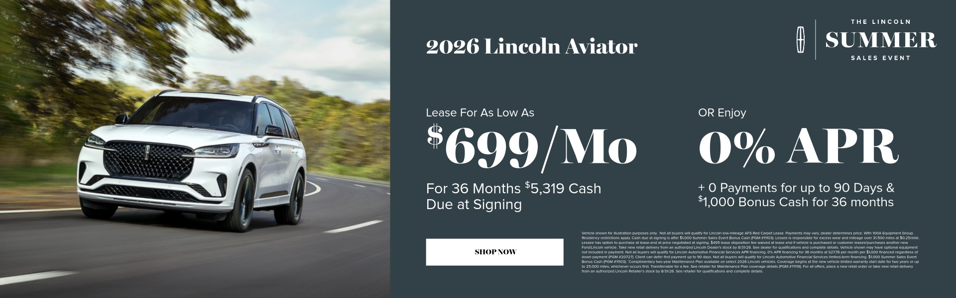 2026 Lincoln Aviator July Specials