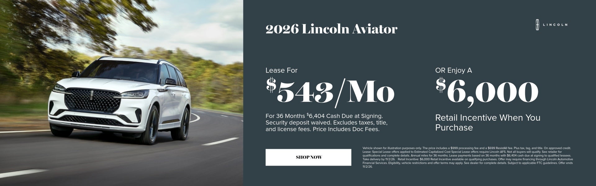 2026 Lincoln Aviator October Specials