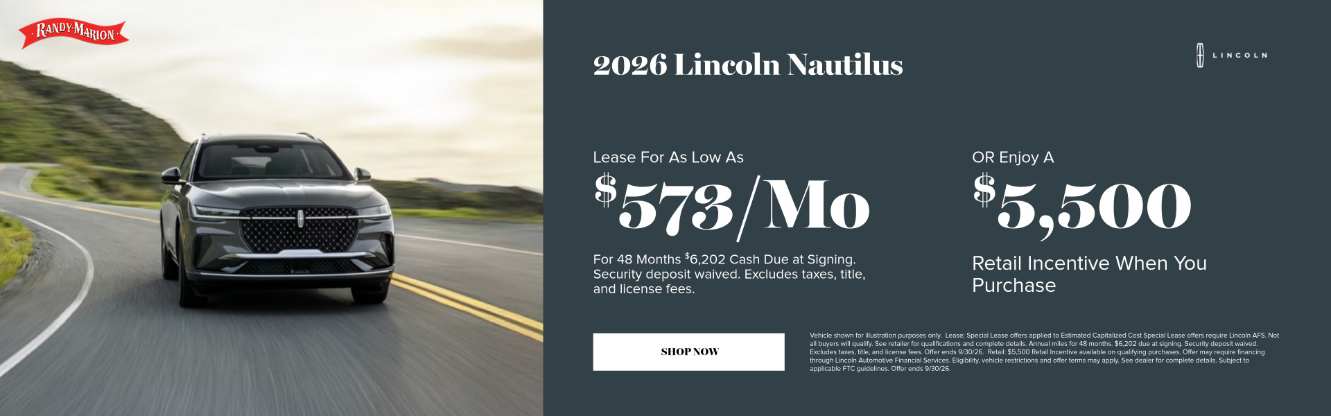 2026 Lincoln Nautilus September Specials